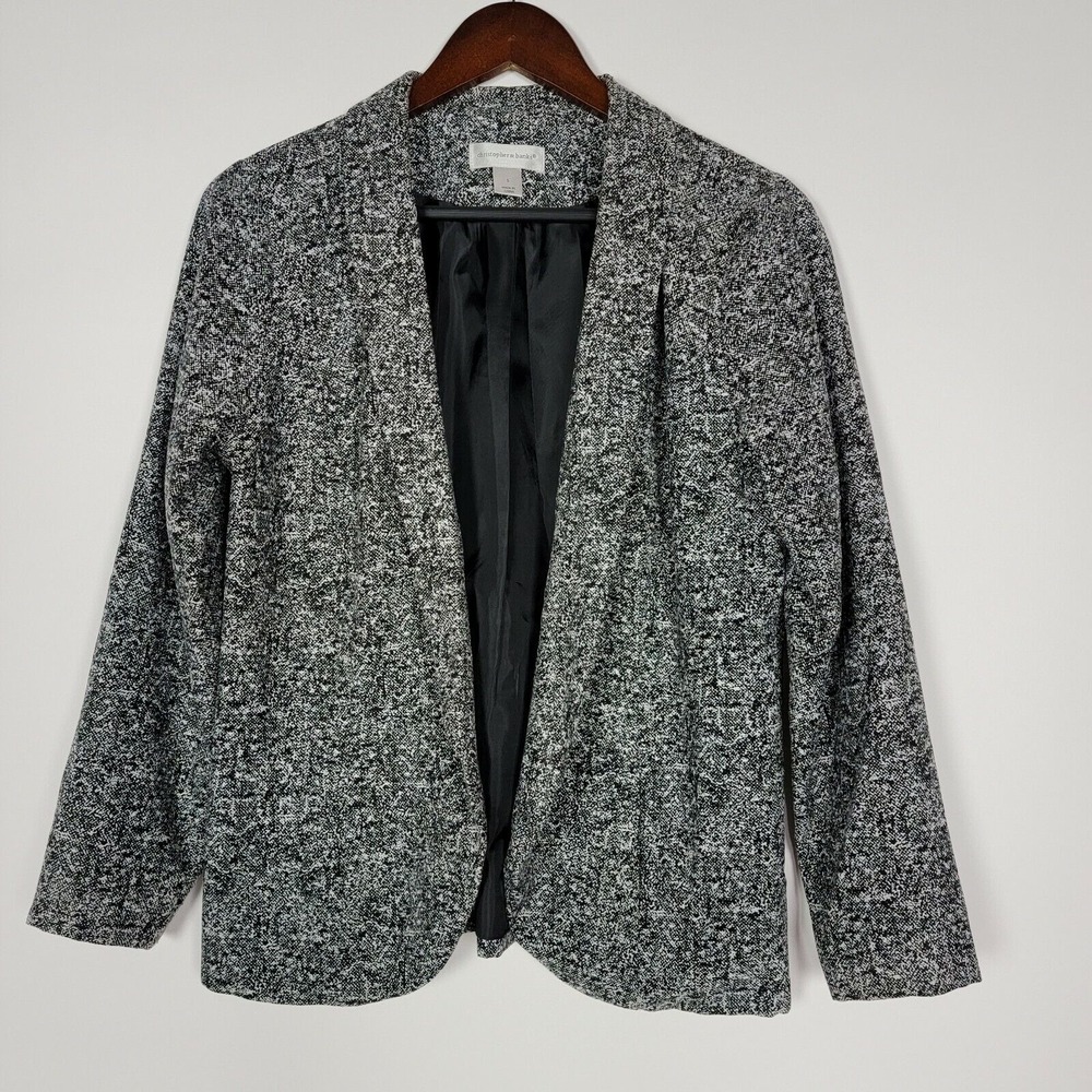 Christopher & Banks Women's Blazer Size S Black and White Open Front Career Work
